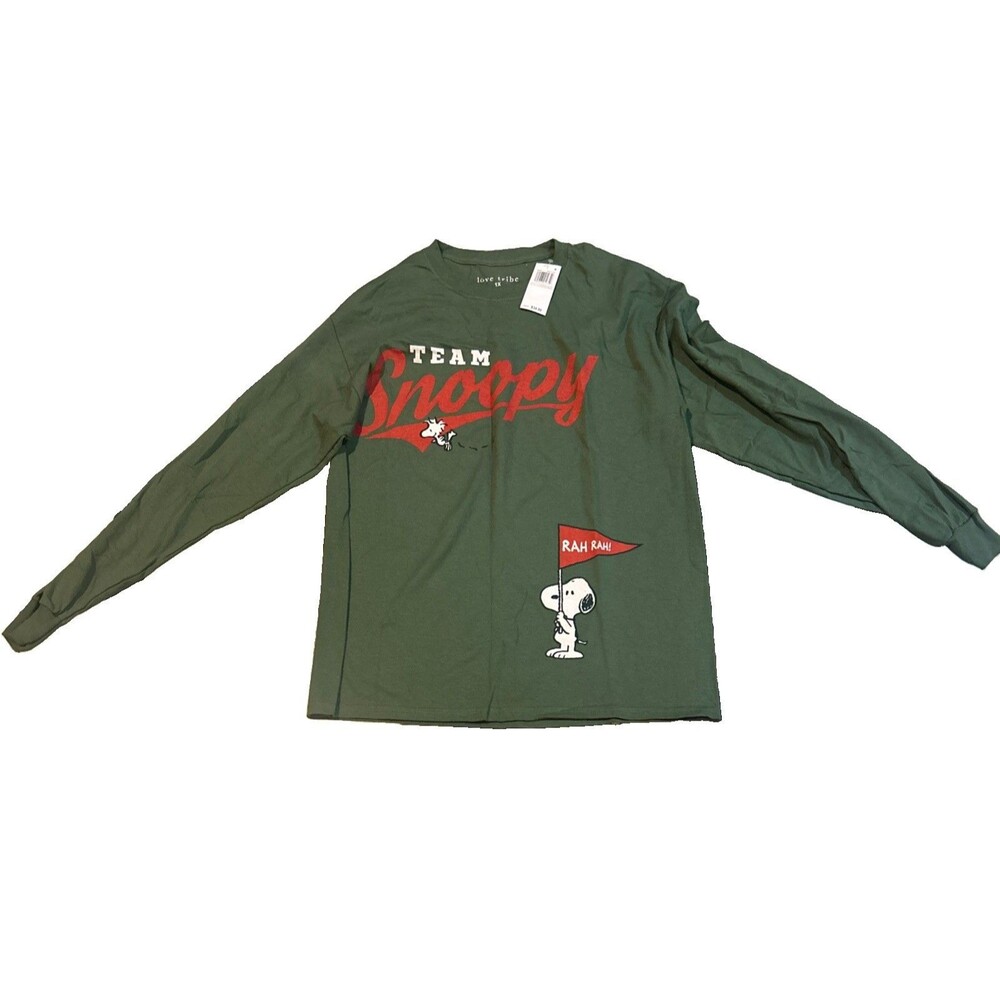 Love Tribe Snoopy Peanuts Long Sleeve Graphic T-Shirt 1X Desert Sage NWT